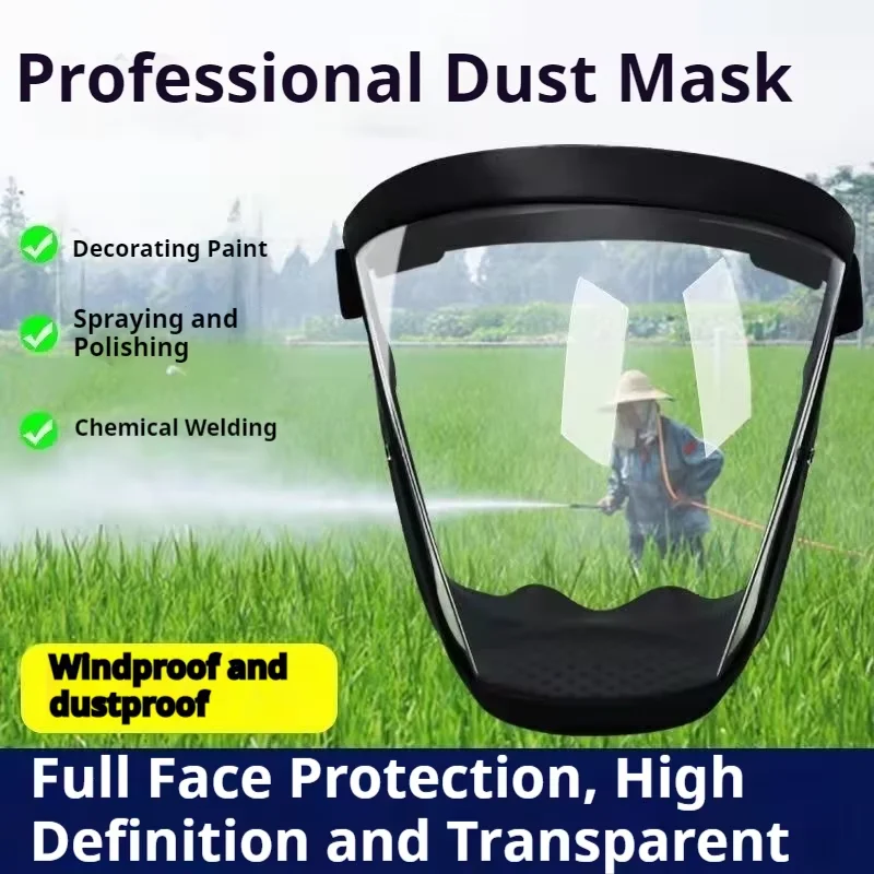 

1pc Dust And Anti-Fog Transparent Mask High-Definition Fog-Free Welding Eyewear Head-Mounted Full-Face Protection
