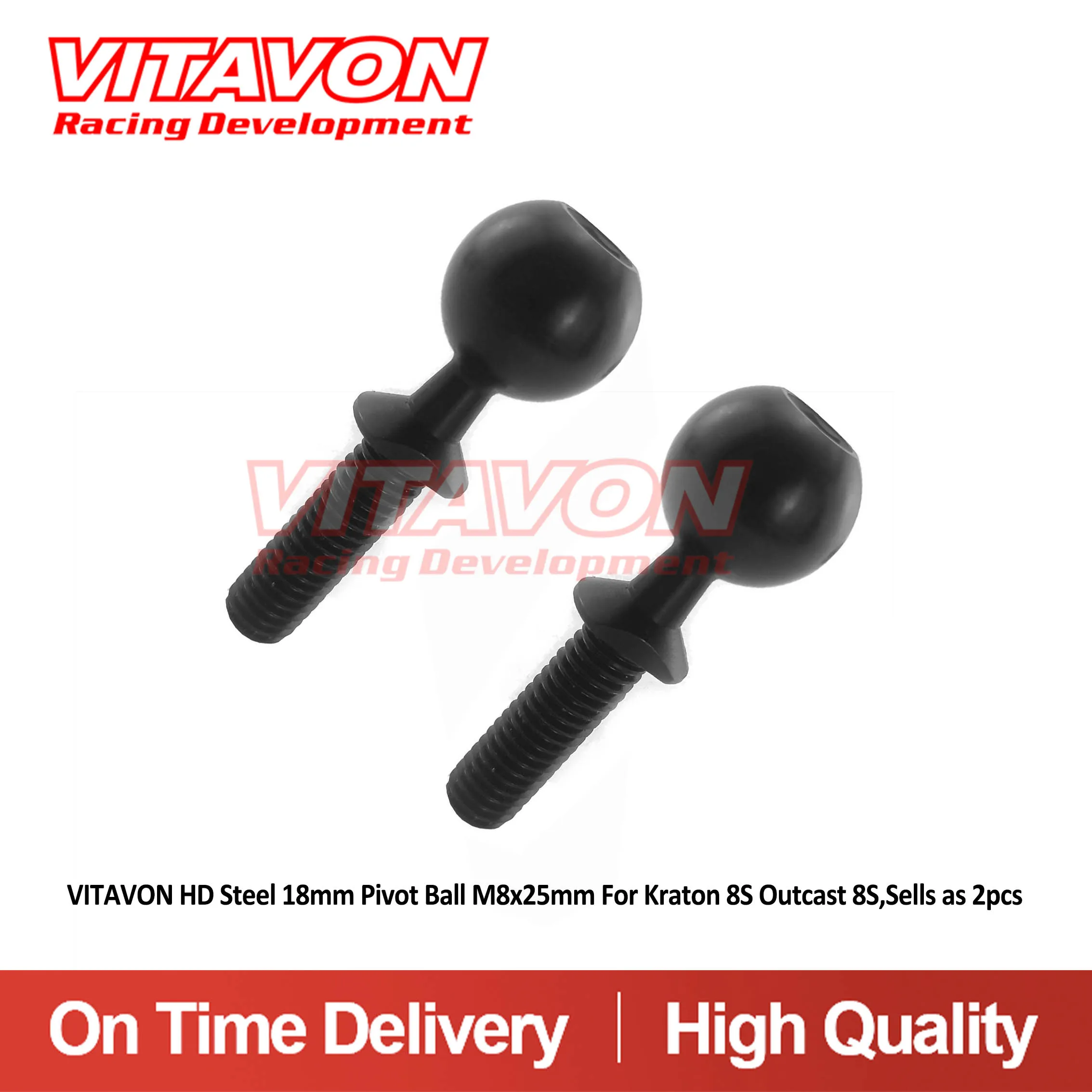 VITAVON HD Steel 18mm Pivot Ball m8x25 mm dla Arrma Kraton 8S wyrzutka 8s, sprzedaje jako 2 sztuki