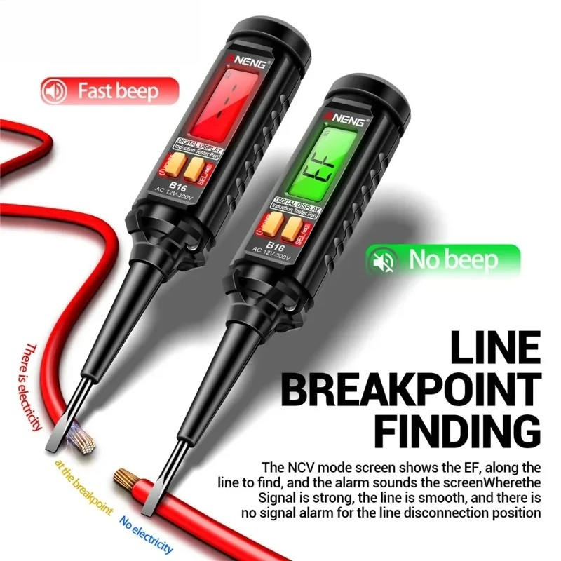 

B16 интеллектуальная цифровая измерительная ручка с интеллектуальным датчиком, бесконтактный детектор напряжения 12 В-300 В, NCV, тестер напряжения, измерительные инструменты