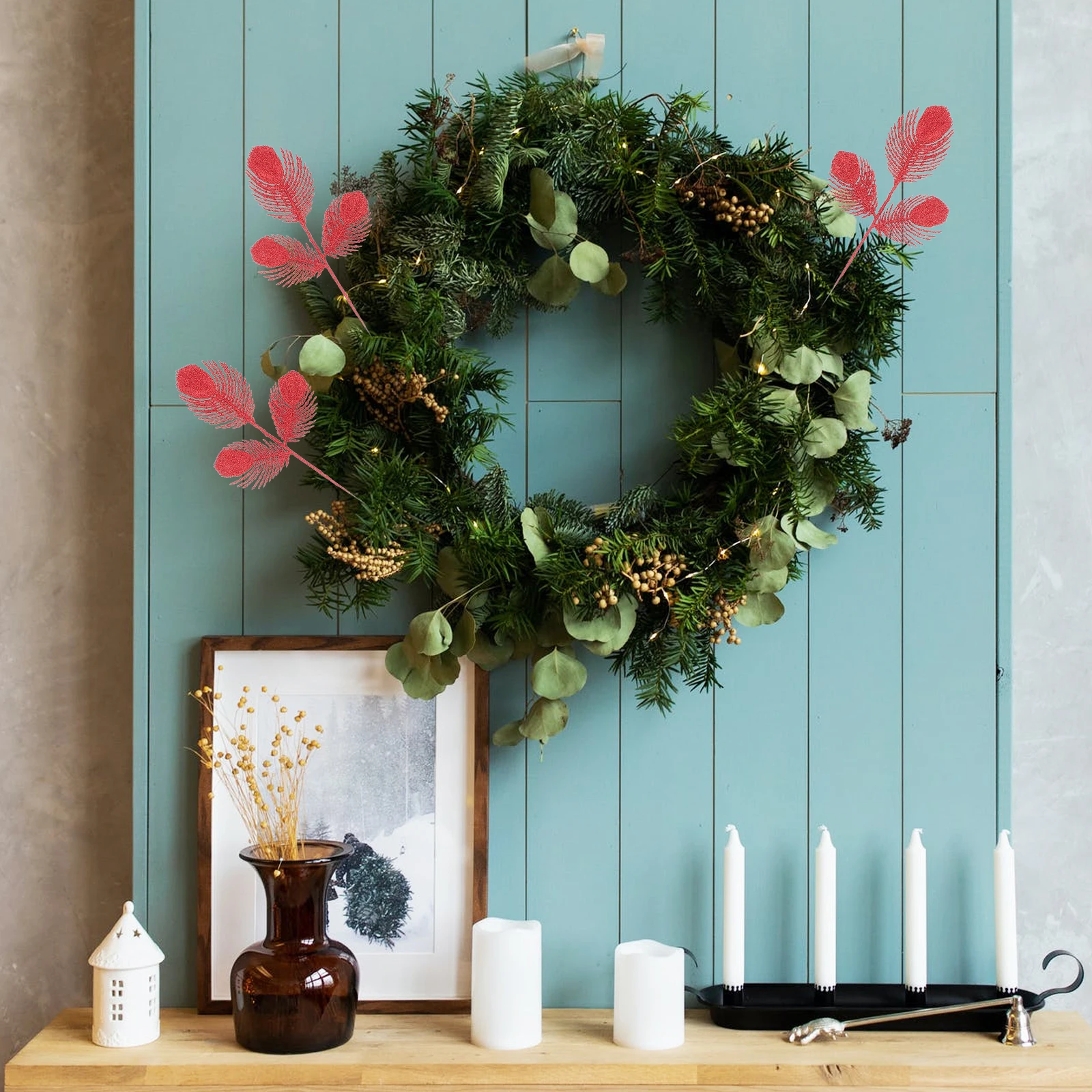 

6Pcs Artificial Christmas Leaves Ornaments Simulation Leaf Decor Elegant Xmas Party Supplies Creative DIY Home Decorations