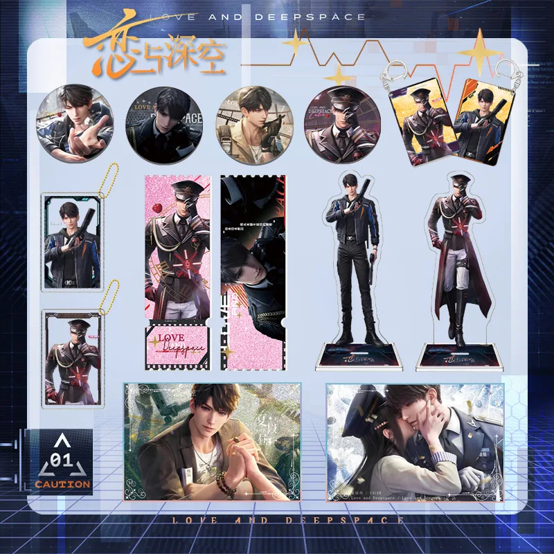 أنيمي الحب والفضاء العميق Caleb تأثيري الاكريليك البينية شارة فلاش مزدوجة تتدفق الرمال جونغ كعب قلادة بطاقة شفافة