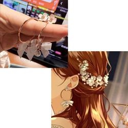 Game Tears of Themis Cosplay Heroine Handmade Daily Flower Pearl Earrings Ear Clips Stud Women Unisex Jewelry Accessories Props