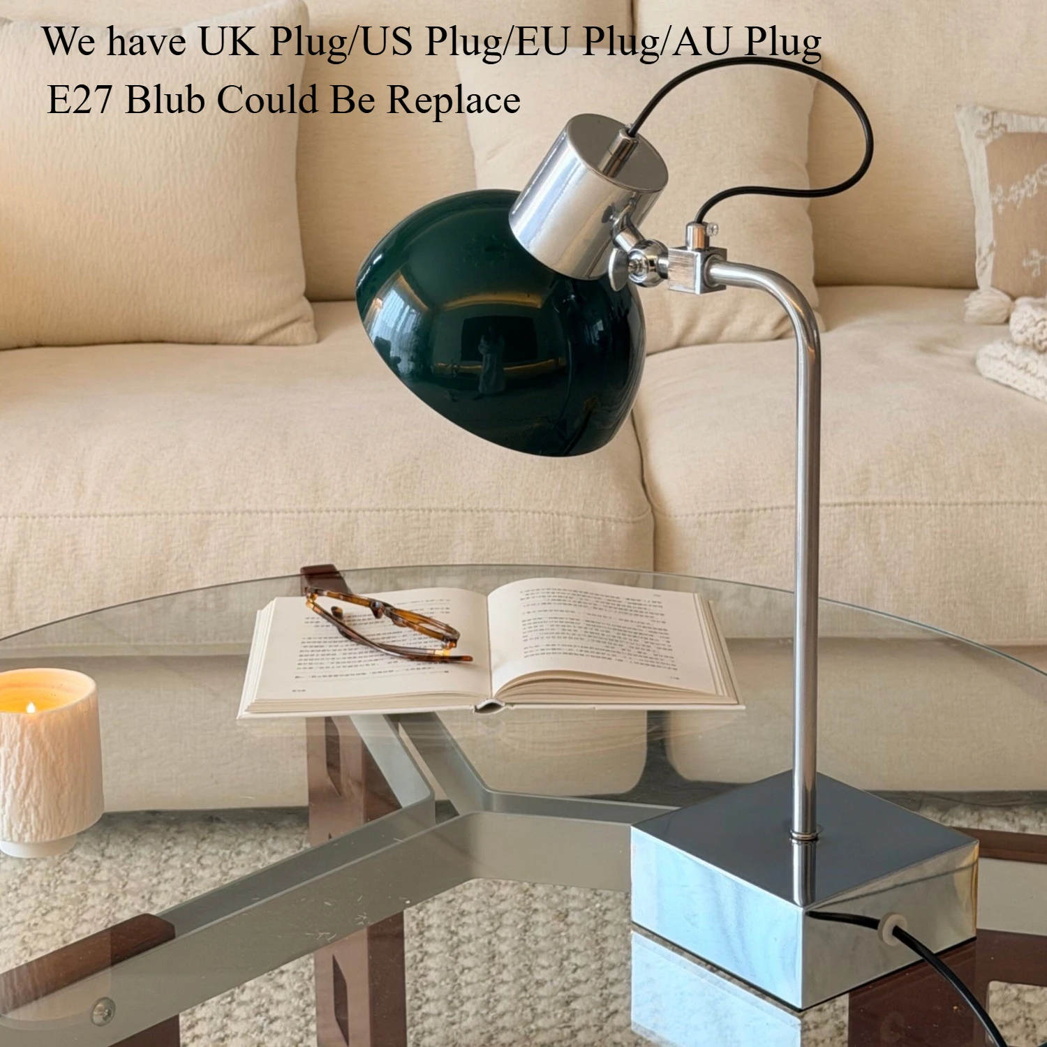 Iron Table Lamp Industrial Style With Plug 3Changeable Light Decoration for Bedroom LED Reading Light Office Indoor Home Light