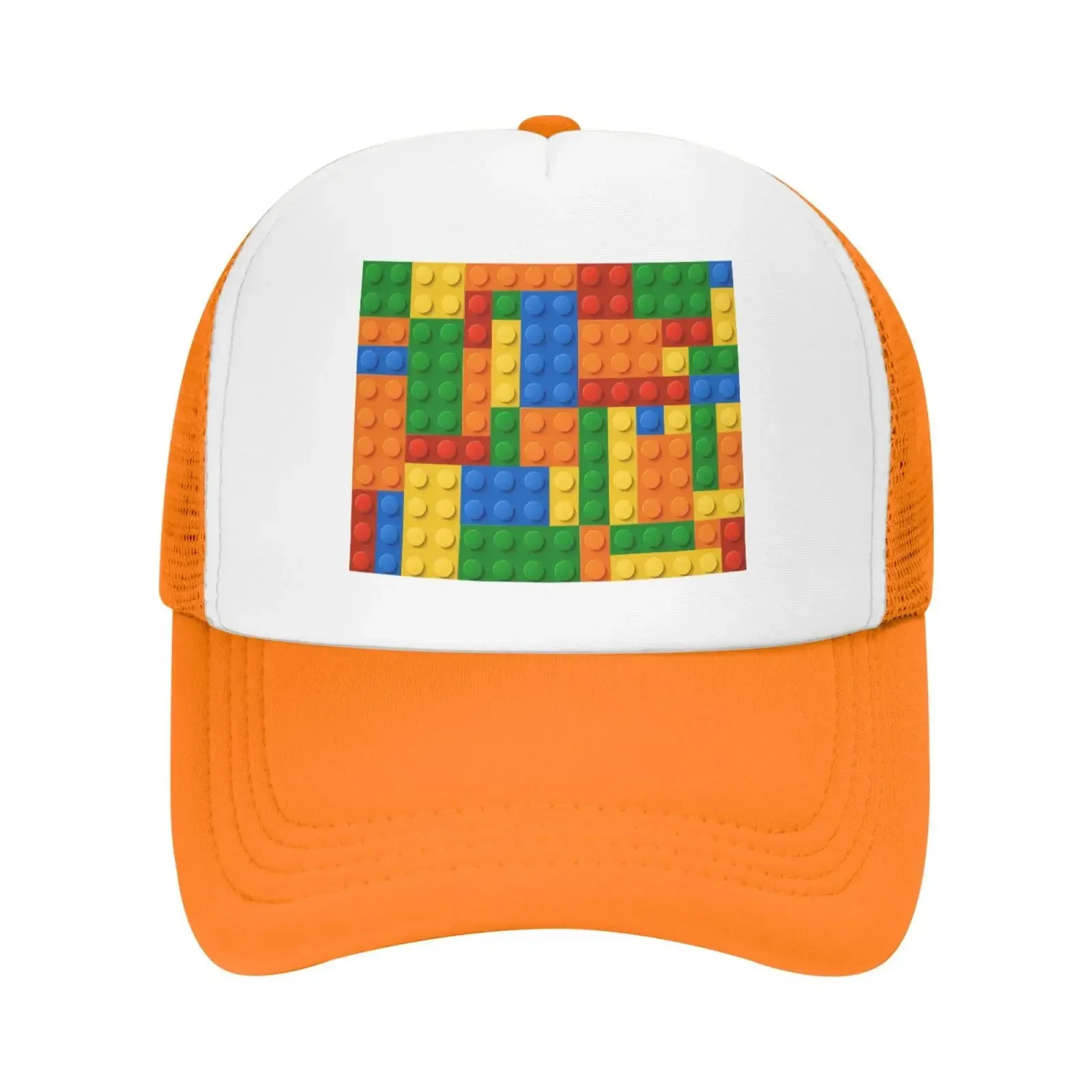 New Colorful Building Blocks Trucker Hats Adjustable Fit Baseball Cap for Men Women