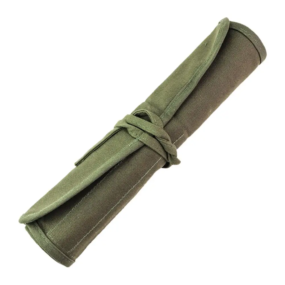 1pc Watercolor Oil Brush Holder Large Capacity Multifunctional Canvas Storage Case Roll Up Tool Bag Multiple Compartments bag