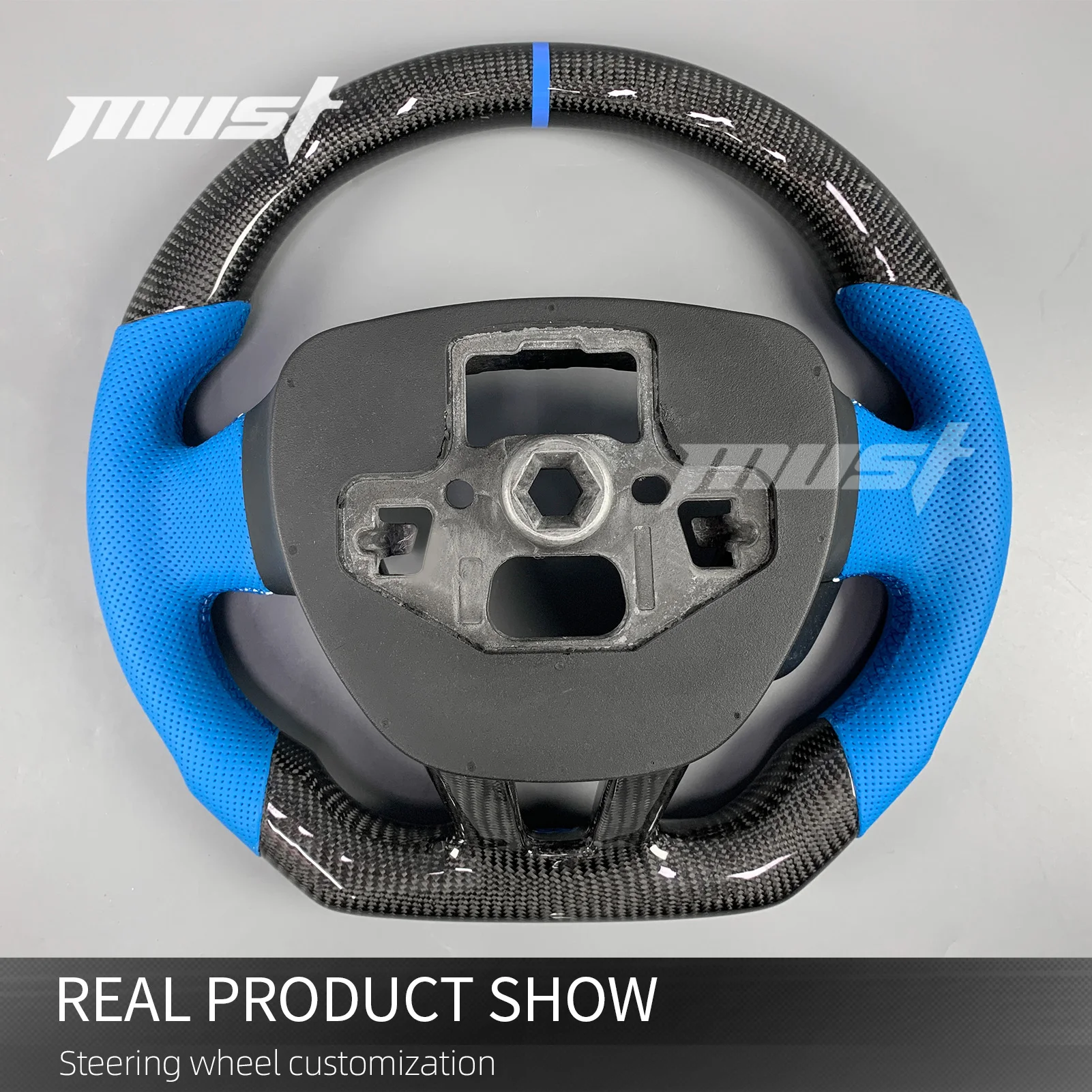 For Ford Focus MK3 RS ST 2015-2018 Interior Accessories Customized Carbon Fiber Steering Wheel support heating LED rpm display