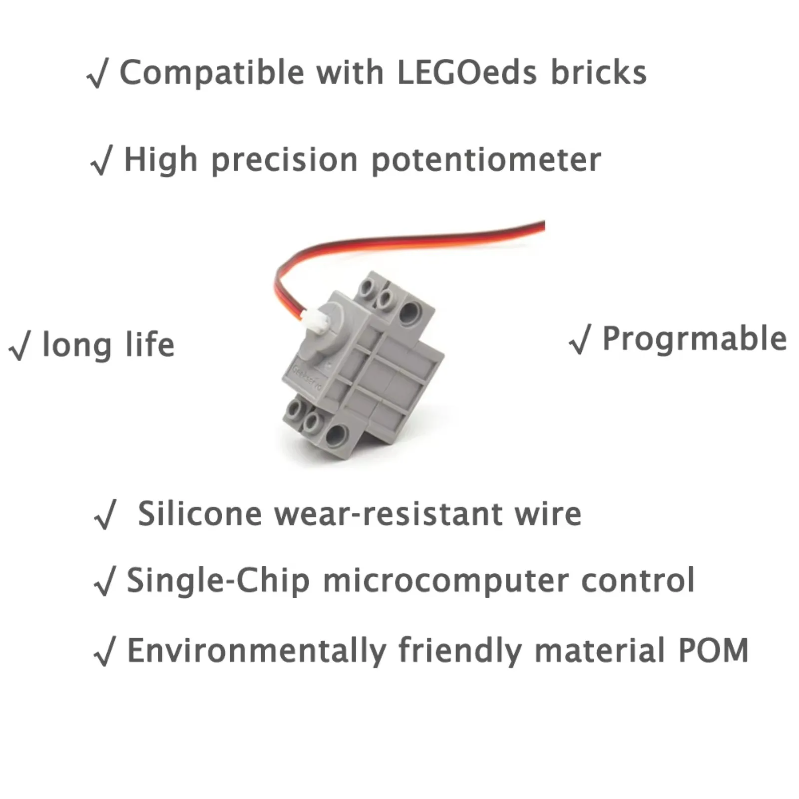 4 pezzi Geekservo 270 gradi programmabile grigio Geek Servo/ruote dell'asse trasversale per fai da te Micro:bit Robotbit per LEGOeds Building Brick