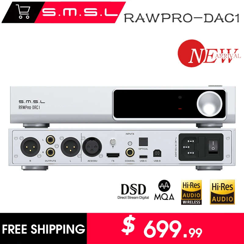 SMSL RAW PRO-DAC1 Digital Audio Music Decoder ES9039MSPRO DAC DSD512 XMOS XU316 Bluetooth 5.1 Support APTX LDAC MQA-CD RAW PRO