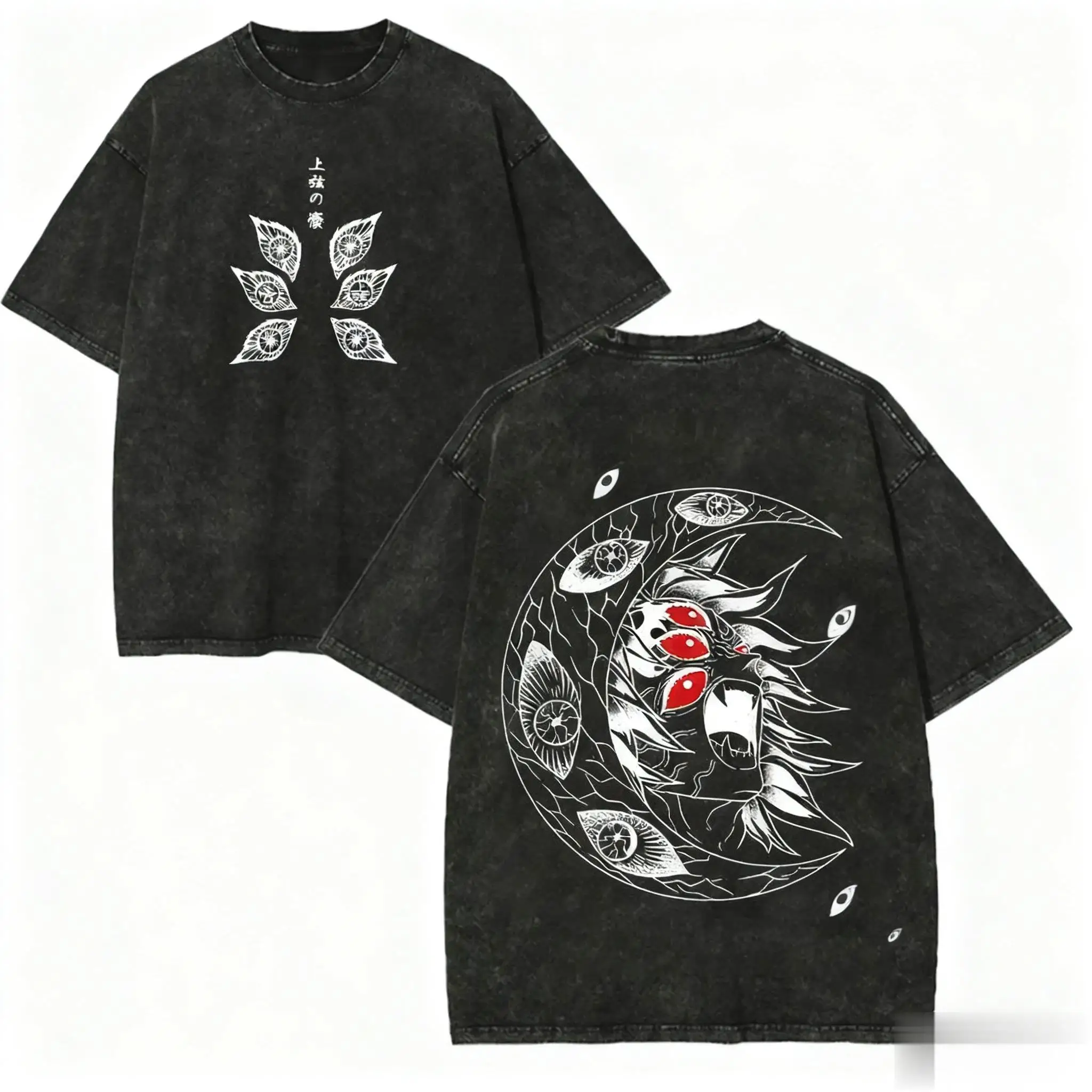 Harajuku Unisex Demon Slayer Graphic Tee Vintage Washed Anime T-Shirt Mann Frauen Kurzarm Übergroße Casual Tops Y2k Kleidung
