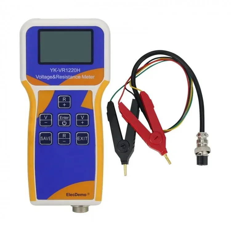 

YK-VR1220H Lithium Battery Meter Tester Voltage & Resistance Meter w/ Clips For Battery Pack 18650