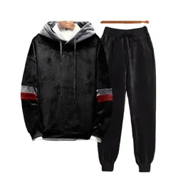 Men's Golden Velvet Set Thickened Winter Double-sided Velvet Suit Two-piece Tracksuit