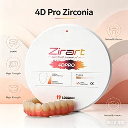 Lodden 4D PRO Zirconia Multilayer Block 98mm*10-25mm A1 A2 A3 Open System Multilayer Zirconia Disc for CAD CAM Dental Materials