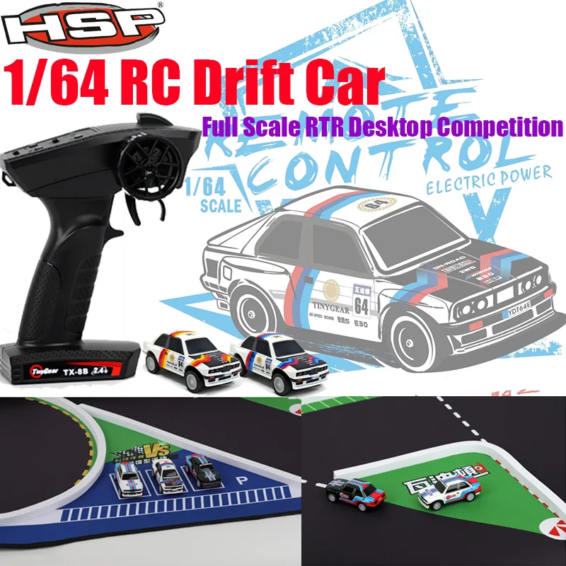 HSP 1/64 RC Drift Car 2.4G Remote Control RTR Car On Raod Car Pocket Full Proportional Control Desktop Competition Model Kid Toy