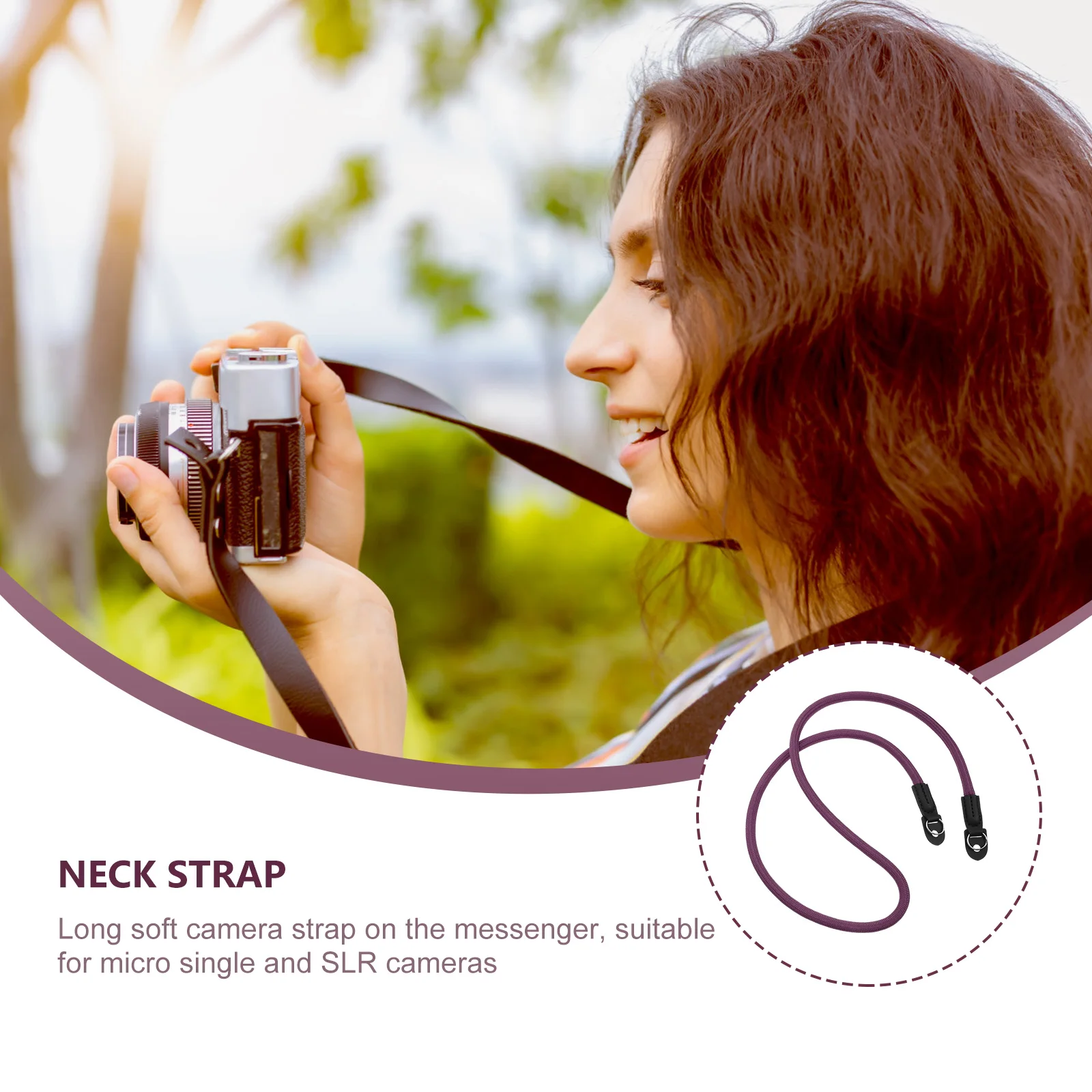 

Camera Strap Neck Strip Elastic Shoulder Sling Purple Microfiber Straps Photographers
