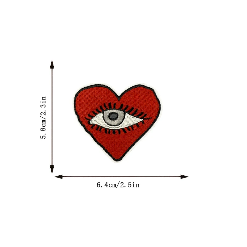 Eyes Heart Iron-On Patch, Sew-on For Clothing, Embroidered DIY Badge, Embroidered Patch For Jackets, T-Shirts, Bags, Hats