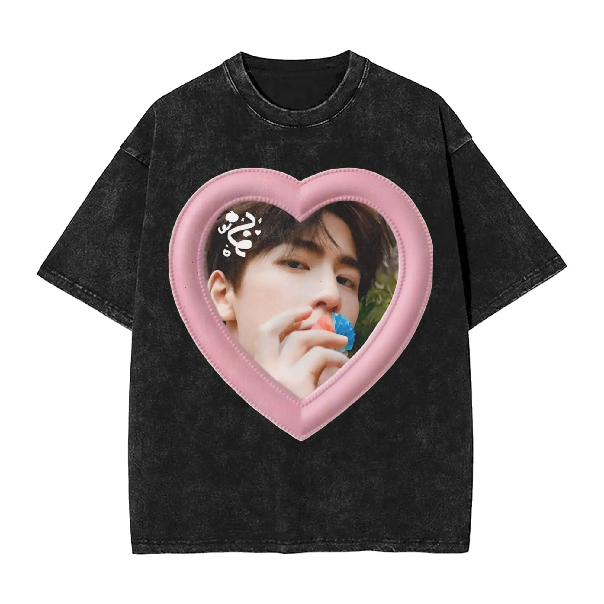 Zhang LingHe Pink Washed T Shirts Streetwear Hip Hop Cool T-Shirts C-Drama Actor Tee Shirt Men Women Cotton Street Summer