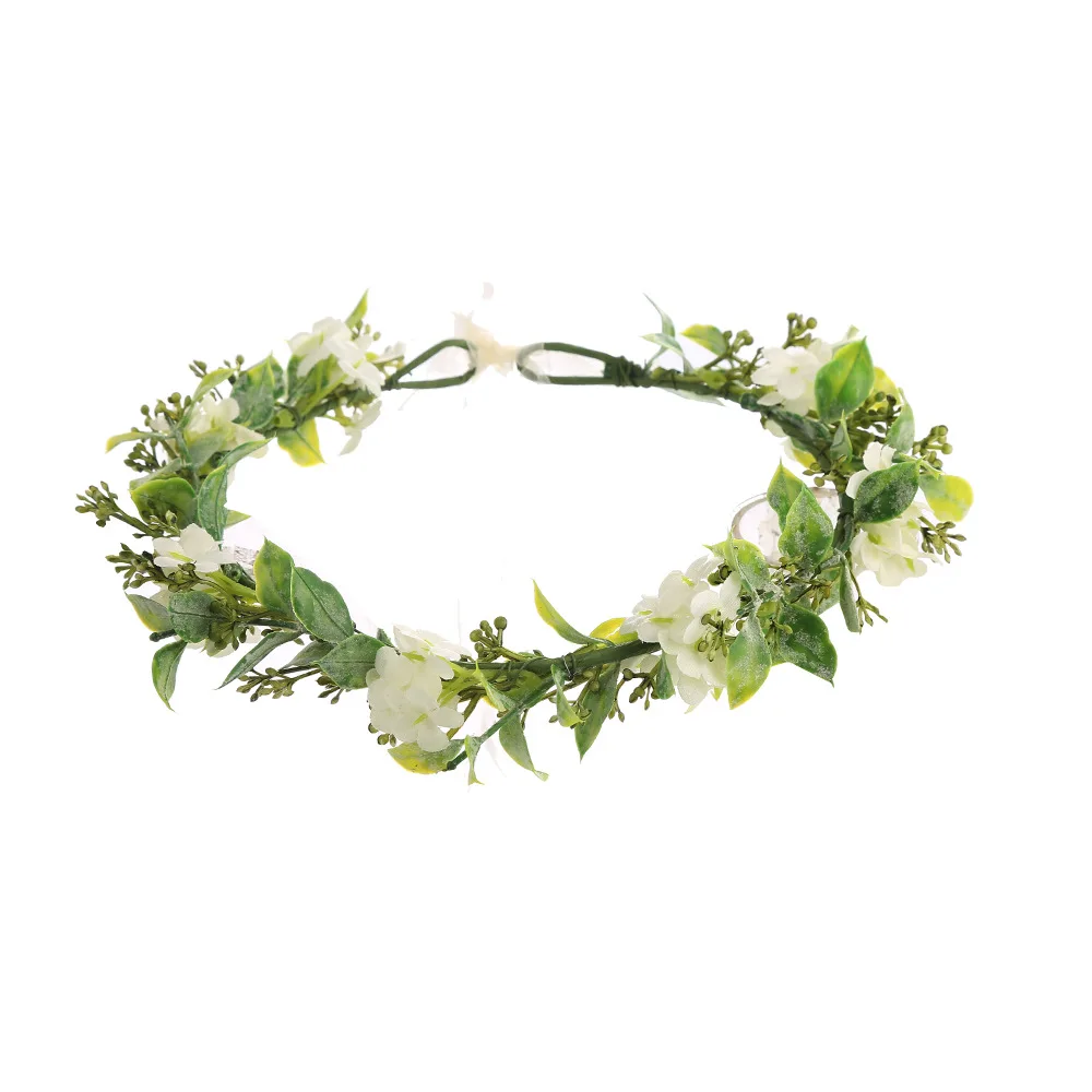 Fashion Women\'s Hawaiian Wreath Bridal Bridesmaid Headwear Flower Hairband Green Leaf Headband Girls Floral Crown Ornament