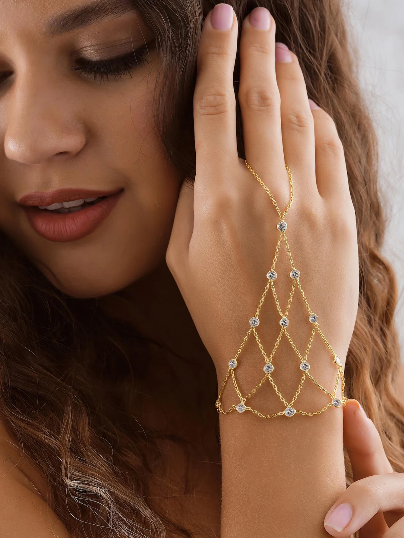 سوار إصبع من حجر الراين بشبكة منشورية، مجوهرات بسيطة لتزيين اليد الأنثوية، سلسلة سوار عصرية متعددة الاستخدامات