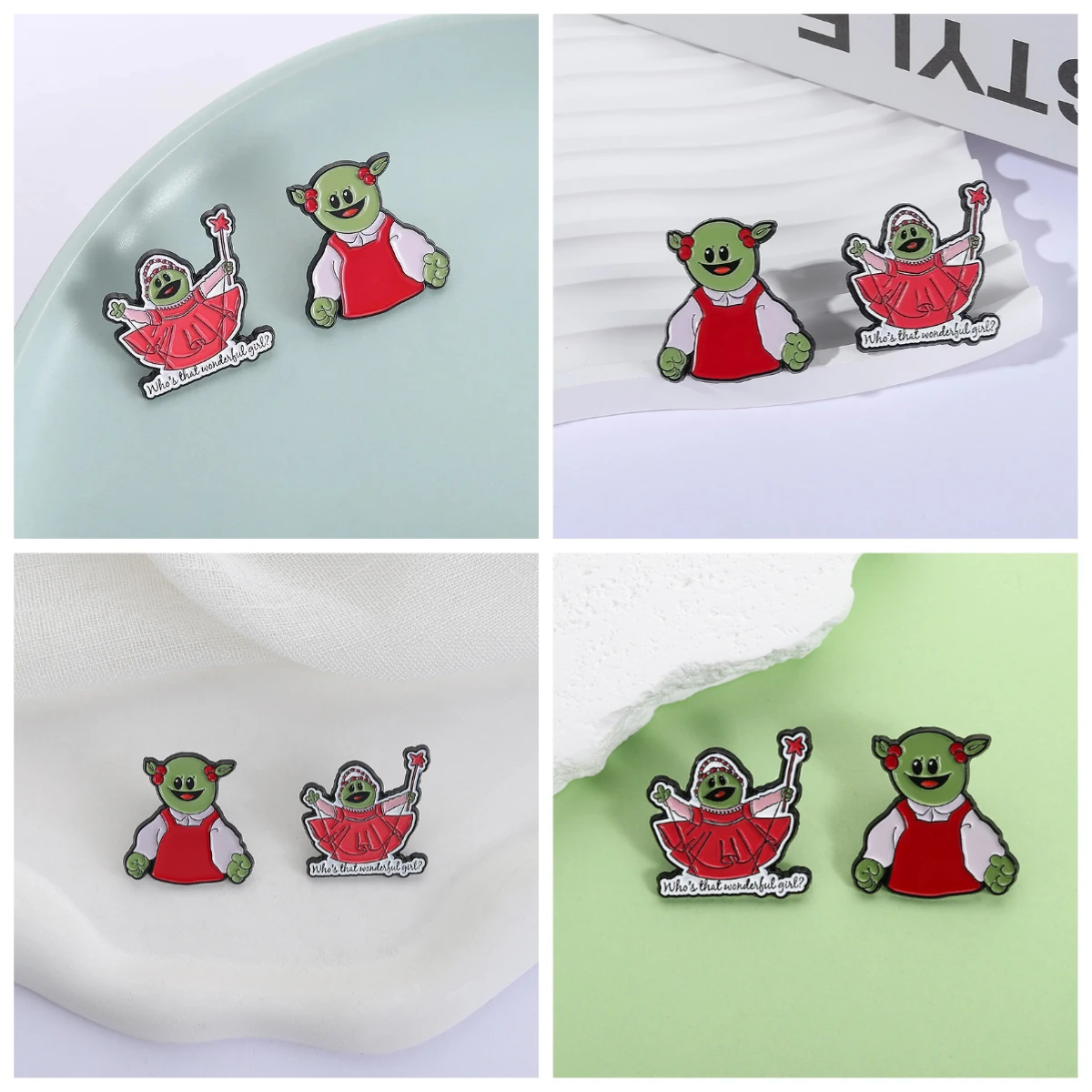 دبوس شارات الكرتون أنيمي الأخضر الوحش سبيكة بروش على الملابس متعة شارة الملابس والاكسسوارات دبابيس لحقائب الظهر المينا دبابيس