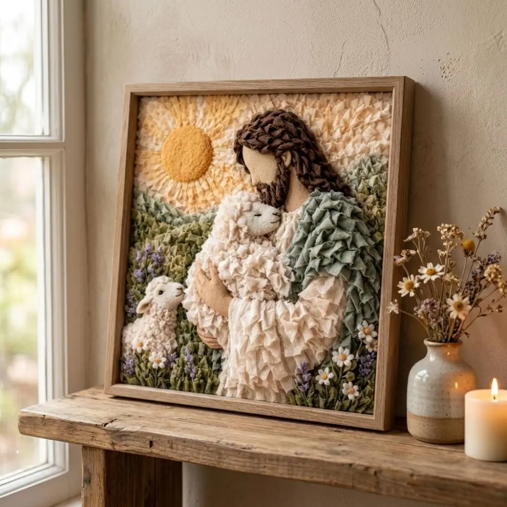 Christian Themed 3D Christian Fabric Poke Art Kit Religious Faith Cross Religious DIY Craft Supply Kit Educational Wall Hanging
