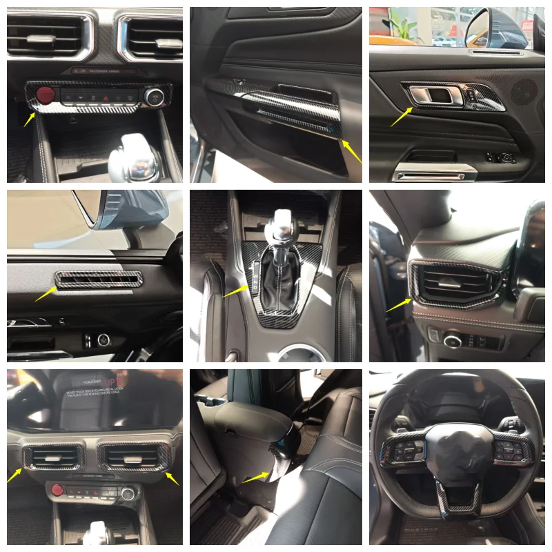 

For Ford Mustangs 2024+ Interior Accessories Car Window Lift Switch Button Sticker Car Steering Wheel Cover Trim