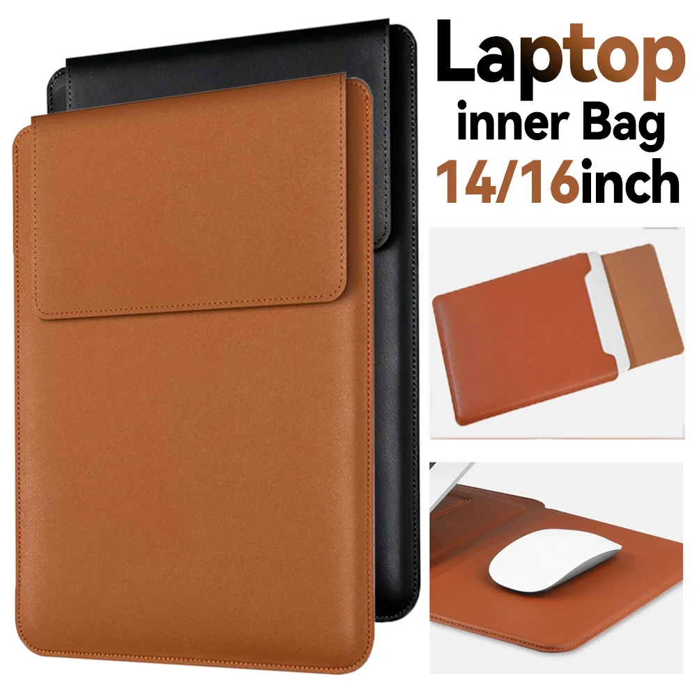 

Leather Laptop Inner Bag For 14/16inch Notebook Sleeve for Apple Macbook Air Pro 13 M1 M2 Bags for ASUS 13.3 14 15 15.6 16 Cases