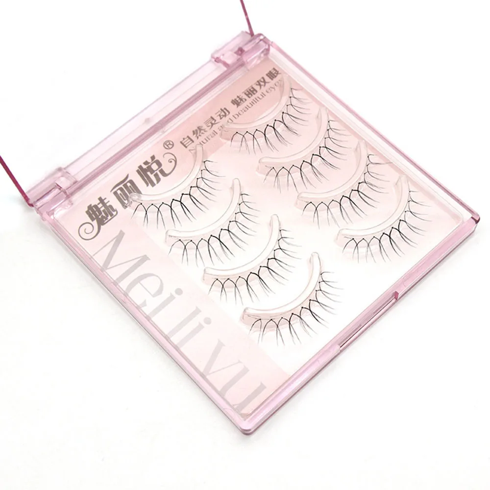 4 Pairs U-shaped Air False Lashes Korean Manga Thin Clear Band Cross Eyelashes Extension Korea Girl Group Natural Makeup Tool