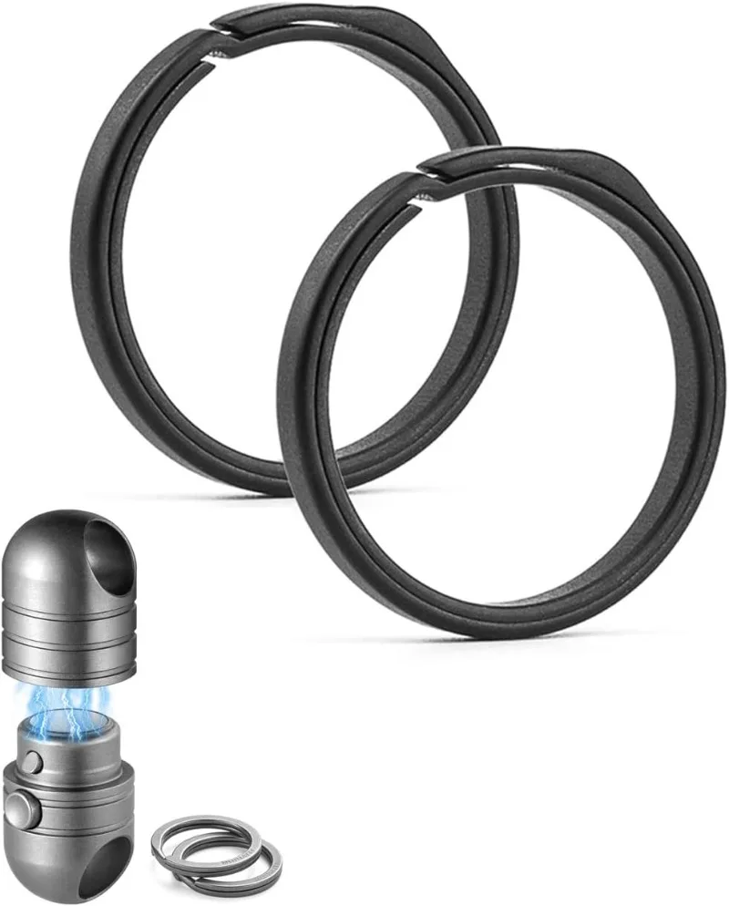 Titanium Split Key Chain Rings with Detachable Mini Carabiner Keychain, Portable EDC Quick Release for Car House Keys Outdoor