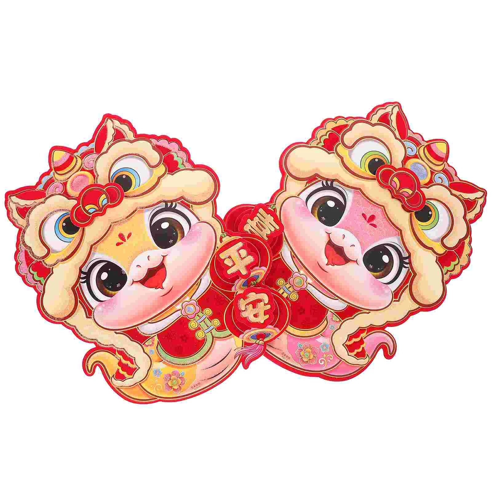 Door Sticker Decoration Lunar New Year Zodiac Dragon Wall Decals Couplets Chinese Decorate