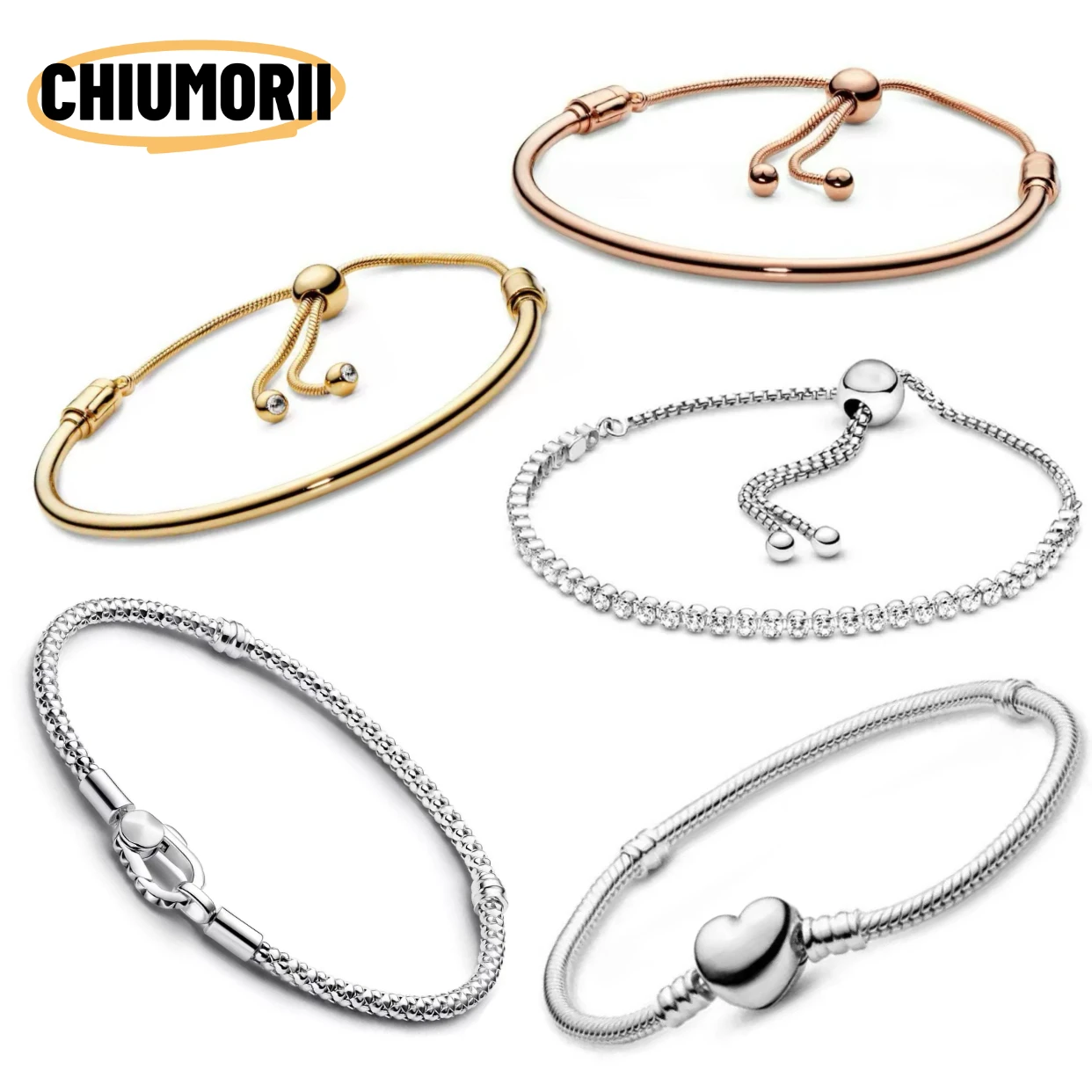 Adjustable Round Bead Bracelet S925 Sterling Silver Heart Snake Bone Bracelet Charm DIY Accessories For Women's Gifts