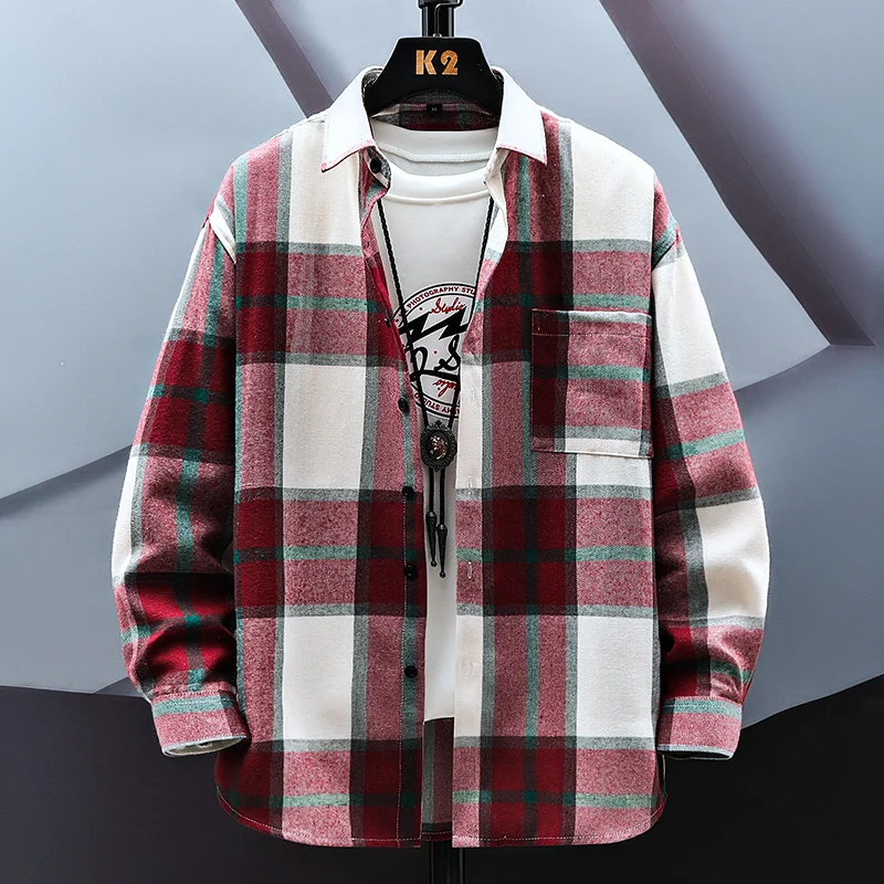 2023 Spring and Autumn New Fashion Casual Plaid Long Sleeve Shirt Men Slim Comfortable Breathable Large Size High-Quality Shirt