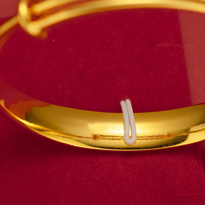 Gold-plated bangle thickened with gold-plated gold Love pattern laser printed bangle 10mm push-pull bangle retro 9999gold