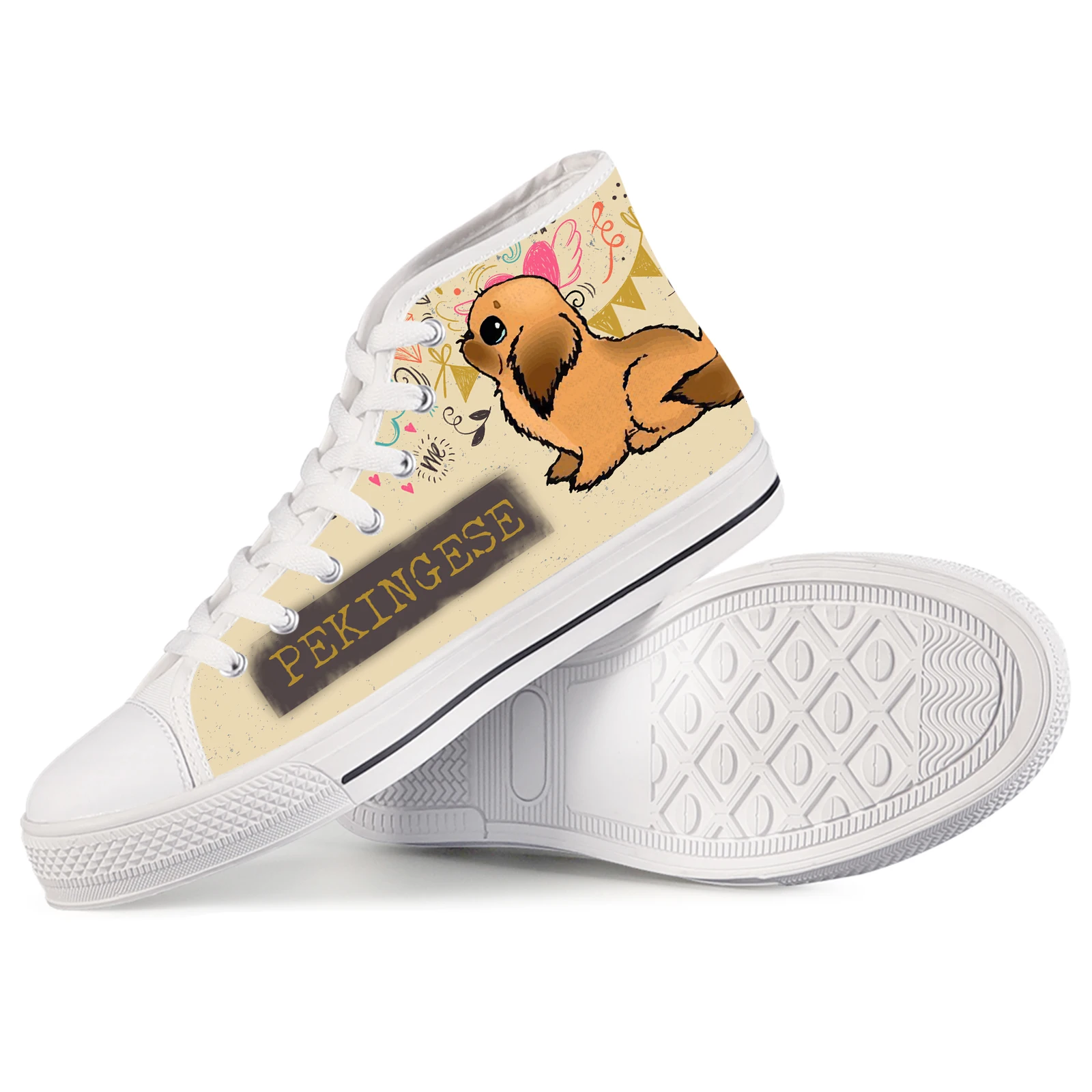 ELVISWORDS-Zapatos con diseño de perro de dibujos animados para niña y mujer, Calzado cómodo con cordones, Tops altos, regalo