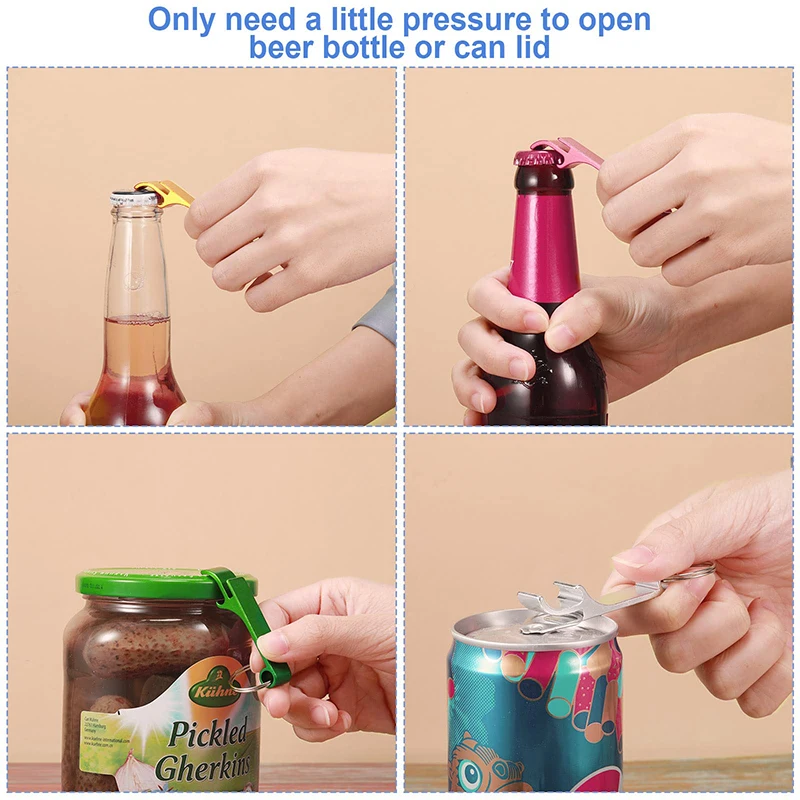 200Pcs Beer Bottle Openers Colored Bottle Opener Keychain Aluminum Alloy Colorful Mini Pocket Beer Beverage Opener