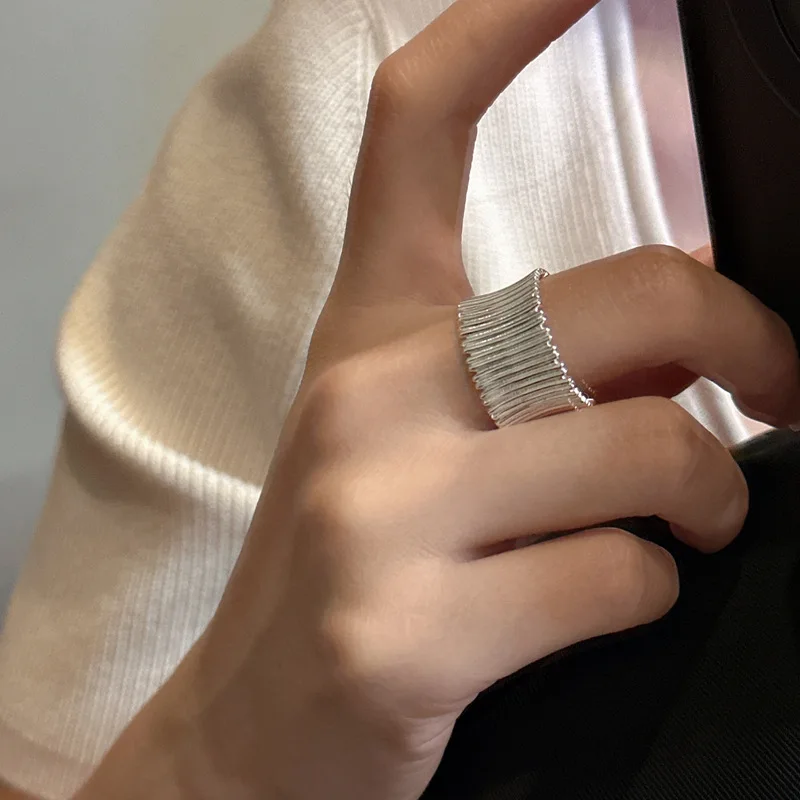 

Women Simple Fashion Trend S925 Sterling Silver Wide Open Ring for Daily Use