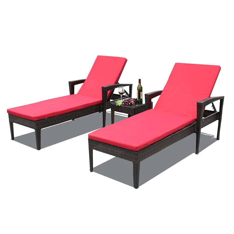 

Outdoor rattan recliner, rattan bed coffee table combination