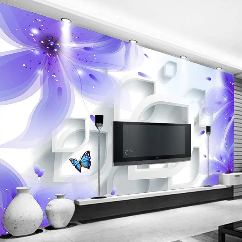Custom 3D Photo Wallpaper Modern Romantic Flower Geometric Pattern Interior Decoration Picture Bedroom Living Room TV Background