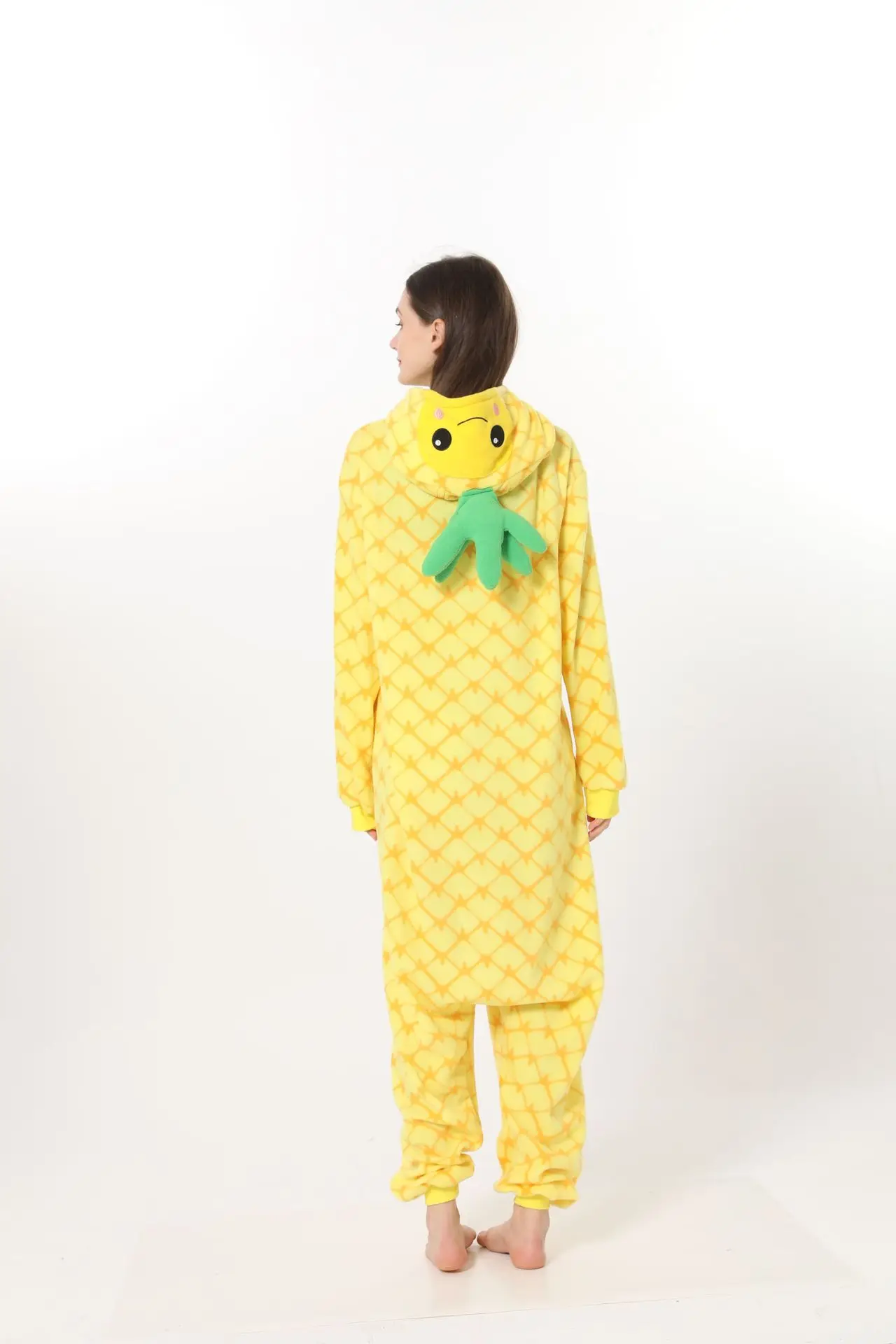 Kigurumi Yellow Pineapple Onesies Pajamas Unisex Adult Pajamas Halloween Cosplay Costume Cartoon Onesie Sleepwear Jumpsuit