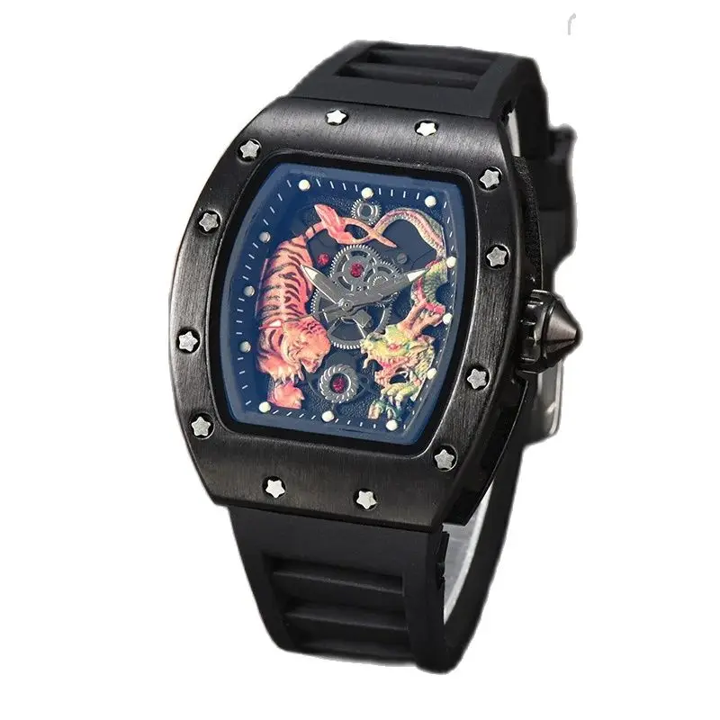 Новинка, мужские кварцевые часы Dragon Tiger Lasa с тремя стрелками, модные мужские часы с датой