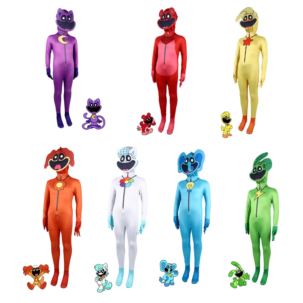 Smiling Critters Cosplay Costumes Smiling CAT Nap Catnap Accion Jumpsuit Halloween Carnival Party Dress Up Suit For Kids Adults