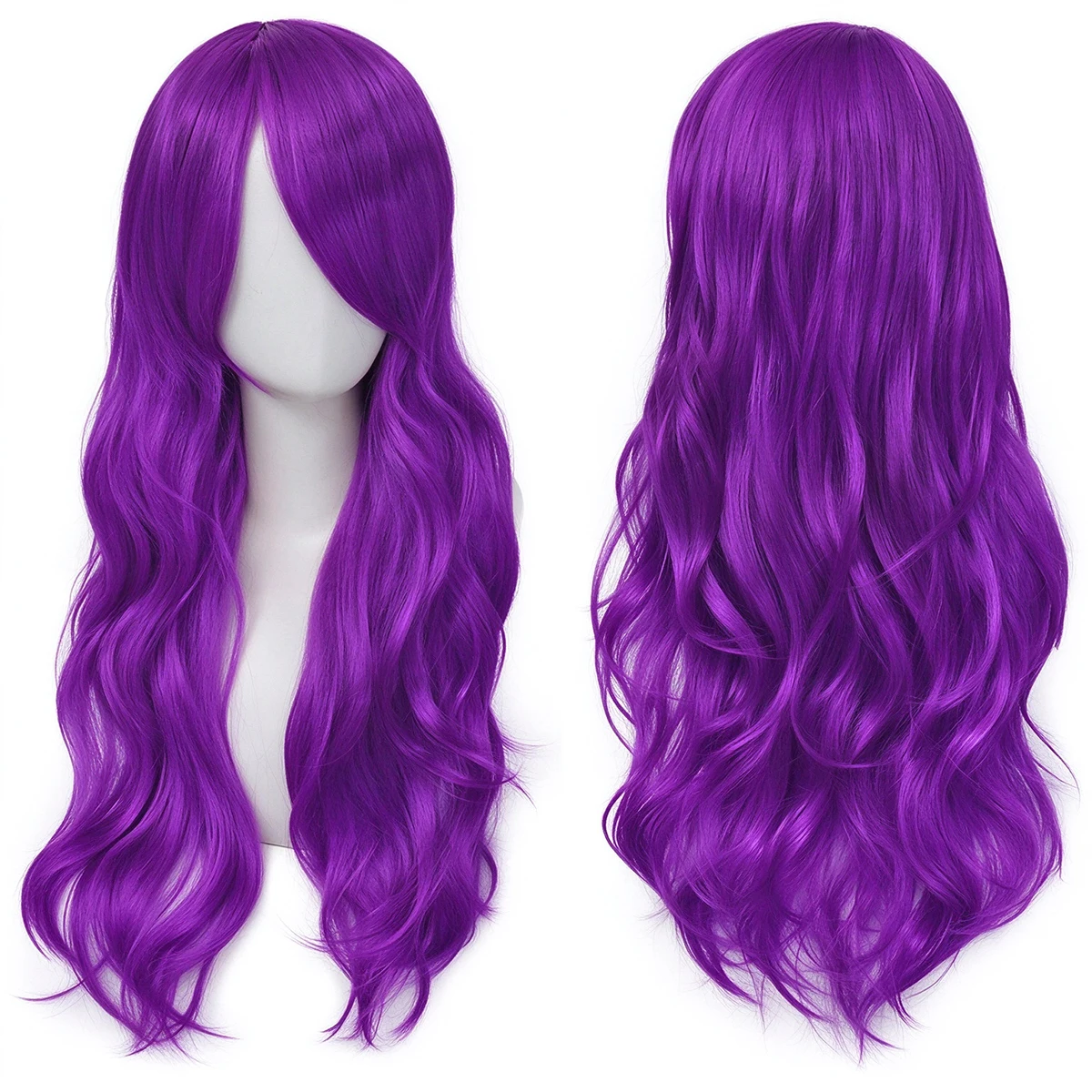 Synthetic Hair 70cm Bright Purple Long Sheele Wavy Wig with Side Bangs Rize Kamishiro Cosplay Wig for Women