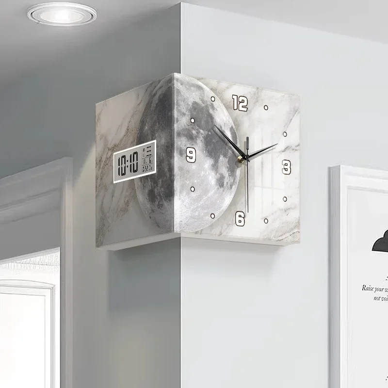 LCD clock, living room household perpetual calendar electronic clock, modern simple moon corner