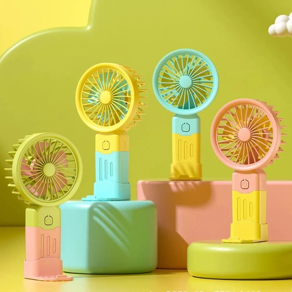 Portable USB Rechargeable Mini Handheld Fan Strong Wind Low Noise Macarons Fan 3 Speed Adjustable Small Electric Fan Student Use