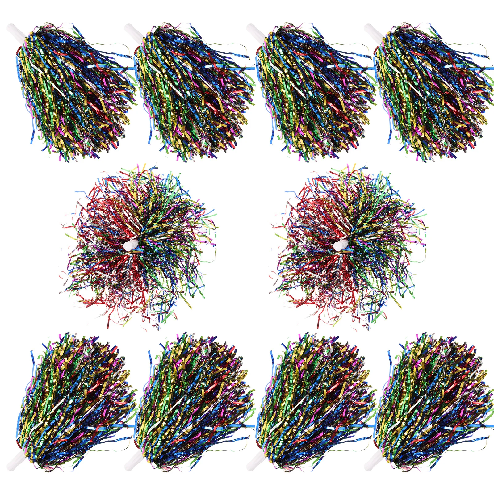 

10Pcs Cheerleader Pompoms Durable Plastic Bright Colors Reusable for Sports Events Dancing Party Pom Poms Cheerleading