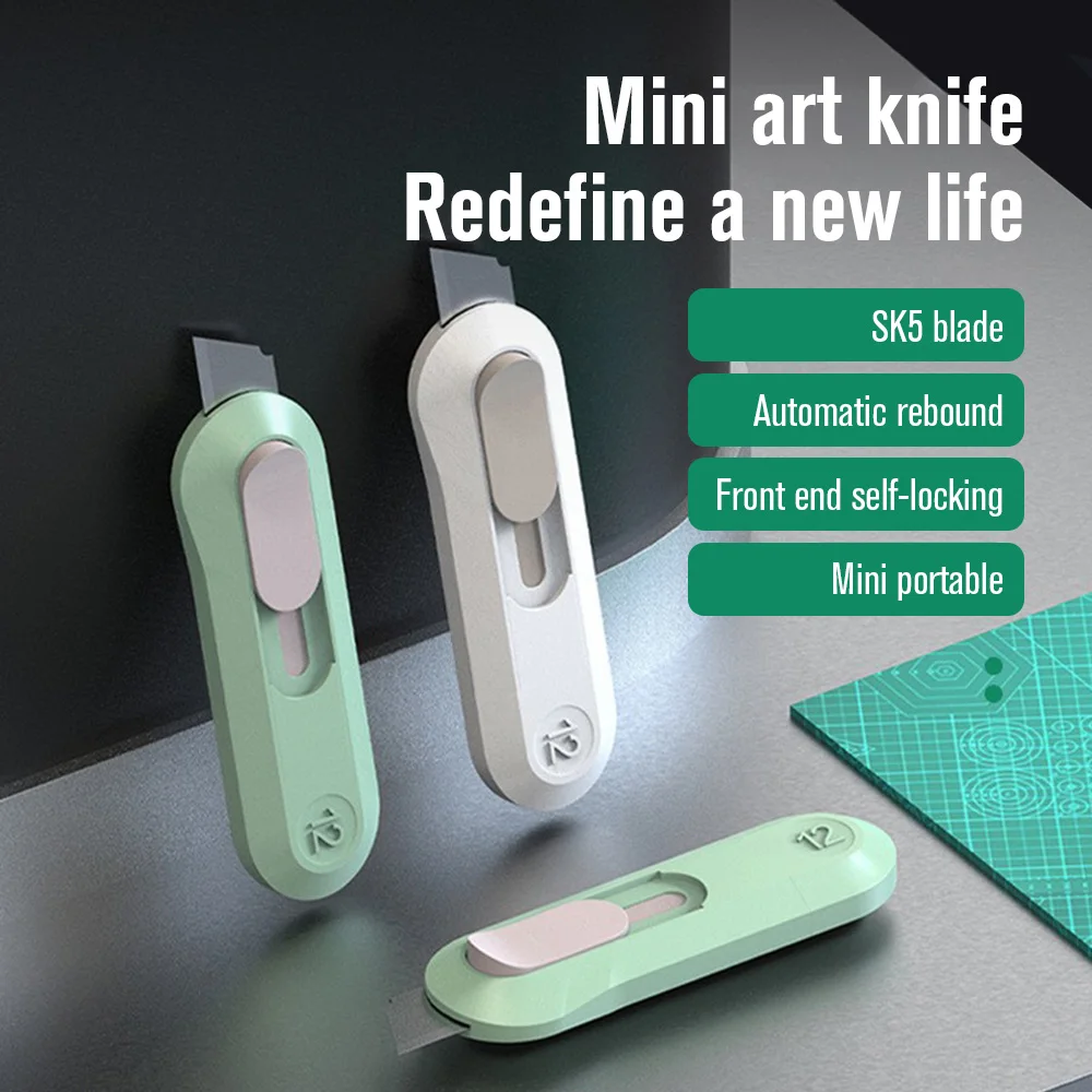 Retractable Utility Knife Mini Paper Cutter Portable Artwork Knife Automatic Box Opener Pocket Cutter For Office School Supplies