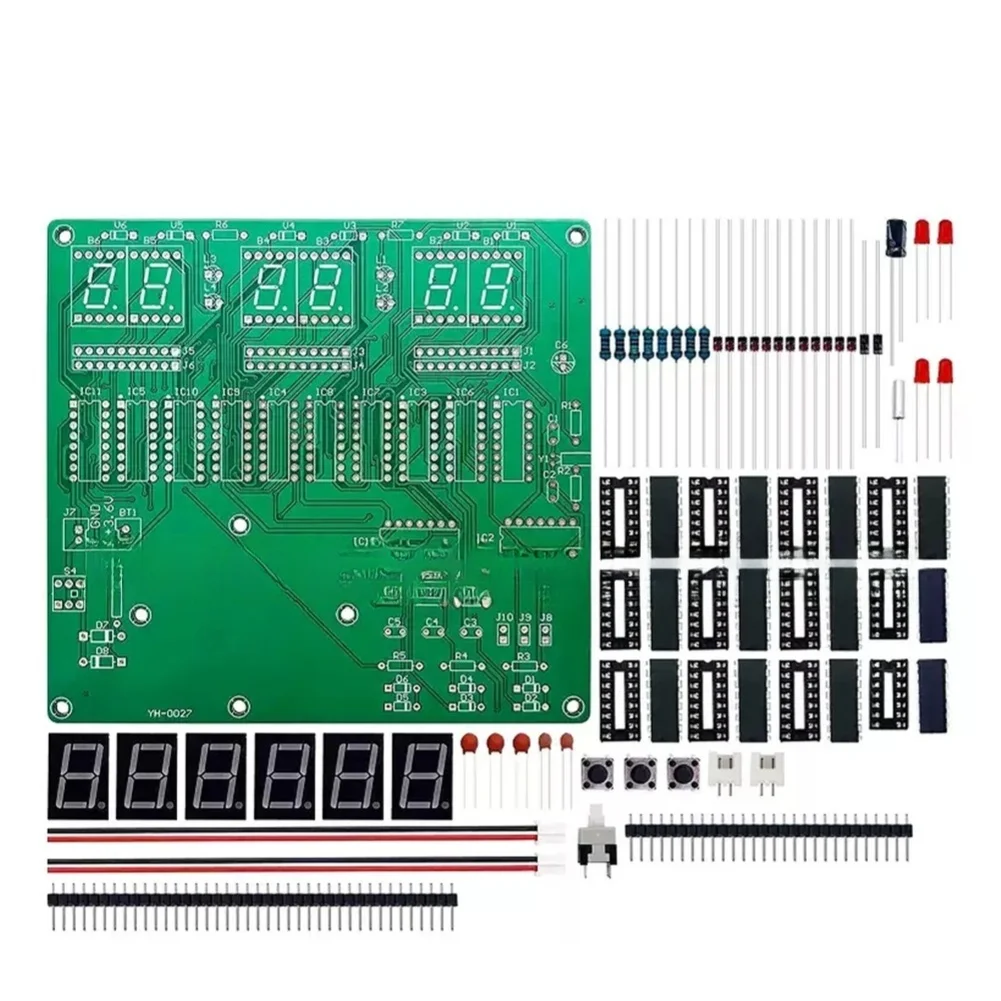 6 Digit Digital Clock Construction Kit for Learning Electronic Assembly Timing Circuits and PCB Component Placement