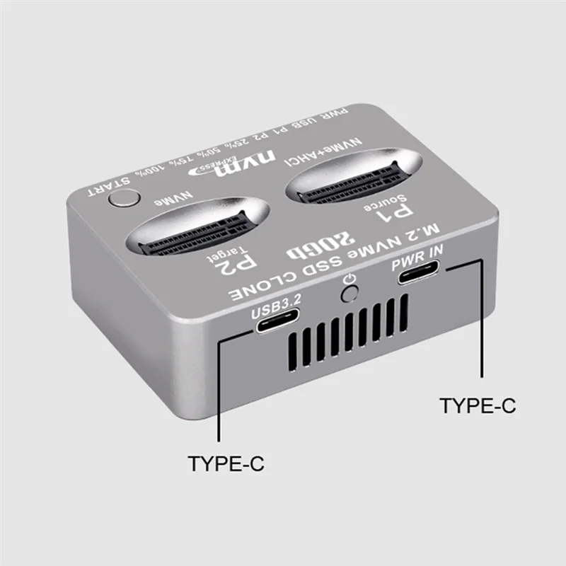 Well Made-Dual-Bay External Hard Disk Box Gen2x 20Gbps M.2 SSD Enclosure M/B M Key Solid Disk Case M.2 M.3 NVME PCI-E