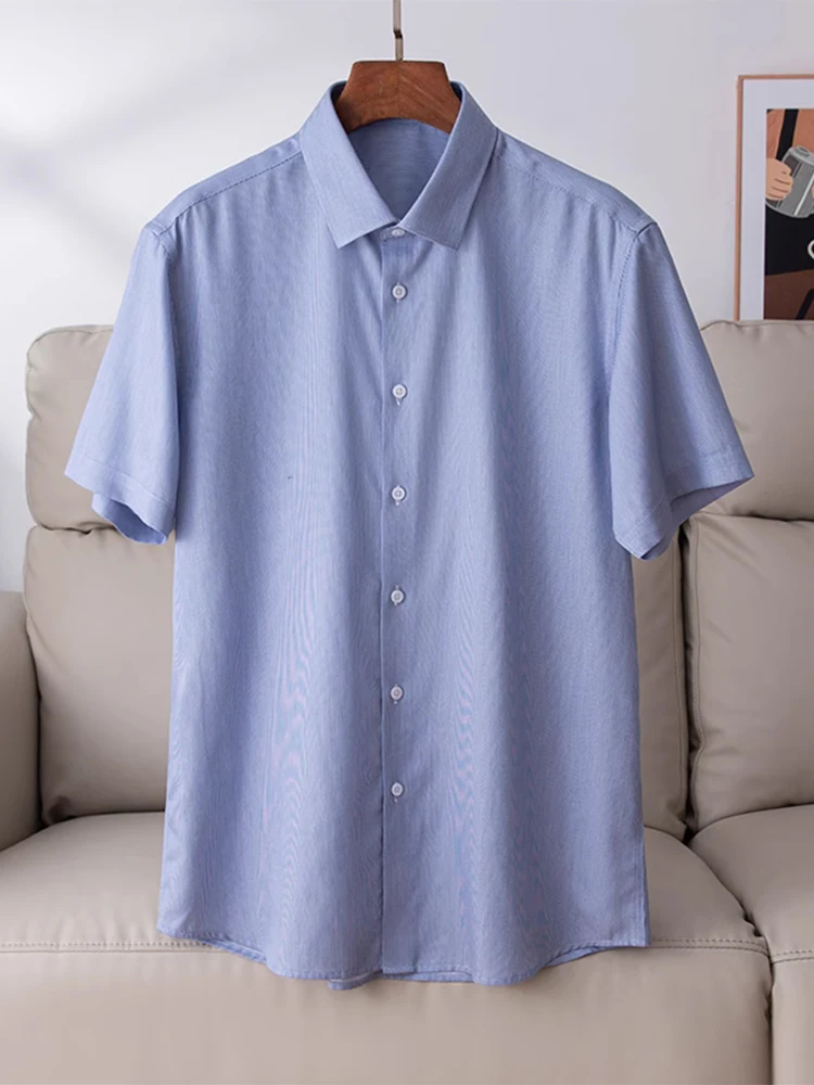 

Мужская хлопковая повседневная рубашка с коротким рукавом, приталенного кроя, в городском стиле, летняя, дышащая, тонкая, для молодежи, на каждый день, в полоску.