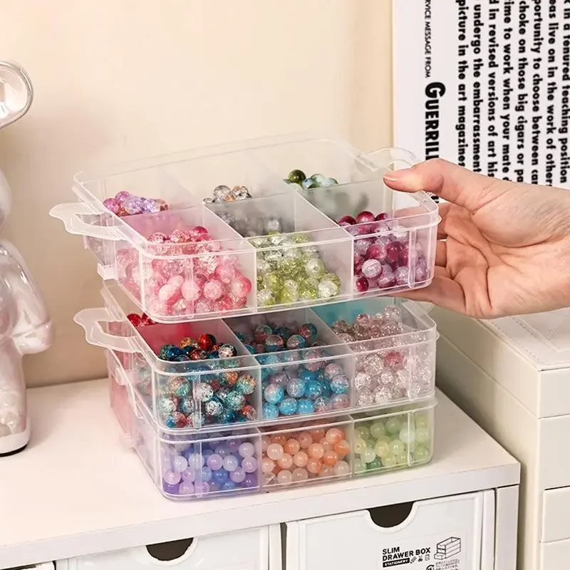 1/3/5 Tier Adjustable Stackable Compartment Slot Plastic Storage Box For Organizing Toys Jewelry Accessories