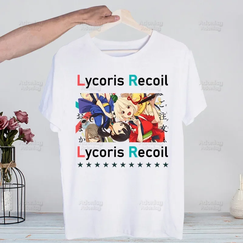 Lycoris Recoil Anime Hip Hop T Shirt Harajuku Nishikigi Chisato TShirts Short Sleeve Casual Inoue Takina T-Shirt Tops Tees